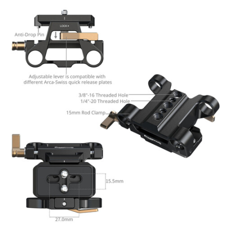 SmallRig 6761 - zestaw montażowy z płytką Arca i bazą oraz 2x pręt 15mm 30mm - szczegóły